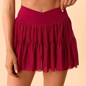 🆕 Blogilates Women's Athletic Burgundy Ballerina Skort - Size Small